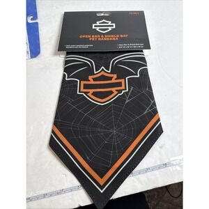 Harley-Davidson Open Bar & Bat Shield Pet Halloween‎ Bandana - Large/XL , Black